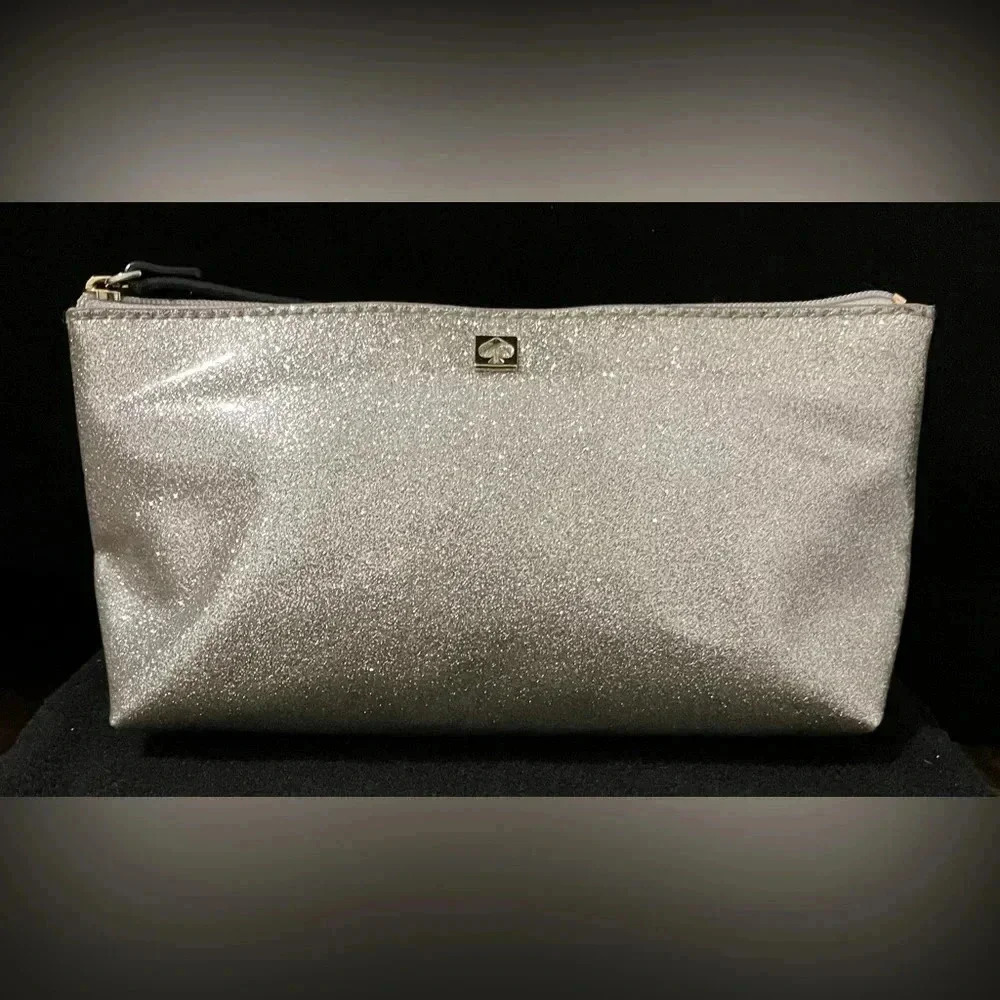 🤩EUC🤩 Kate Spade Silver Glittery Cosmetic Bag